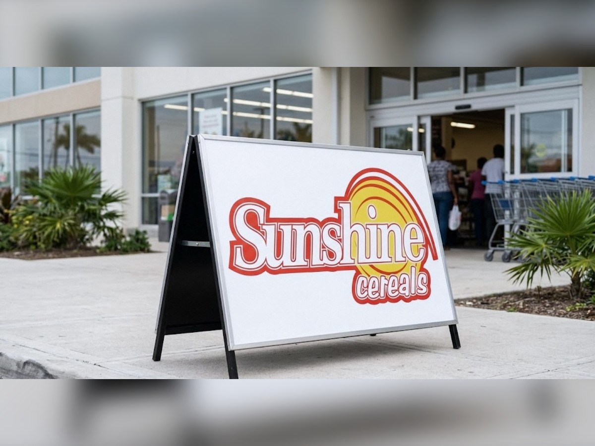 Custom-fabricated A-frame (request a quote) · Sunshine Cereals