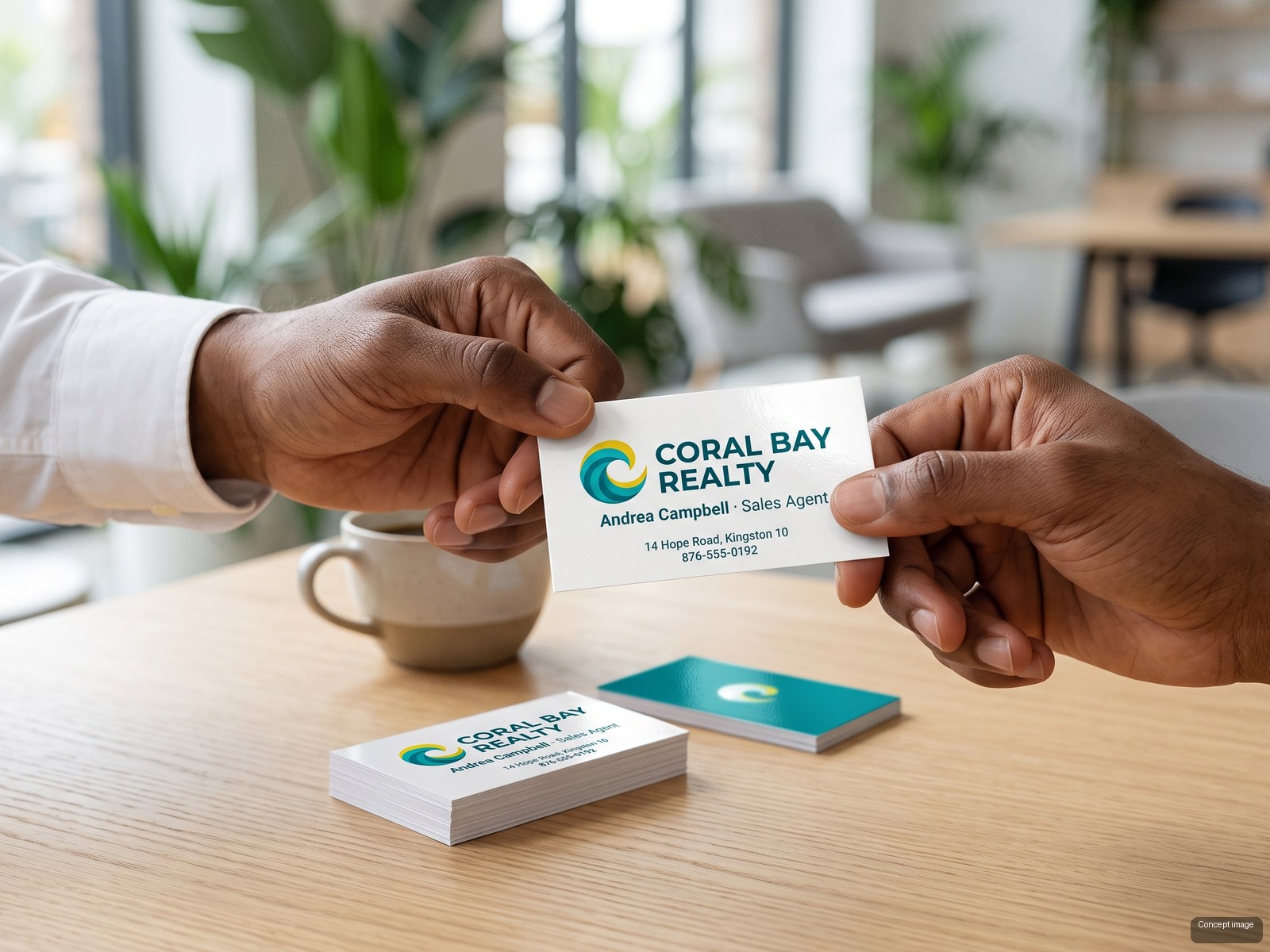 Gloss business cards · Coral Bay Realty, Kingston (concept image)