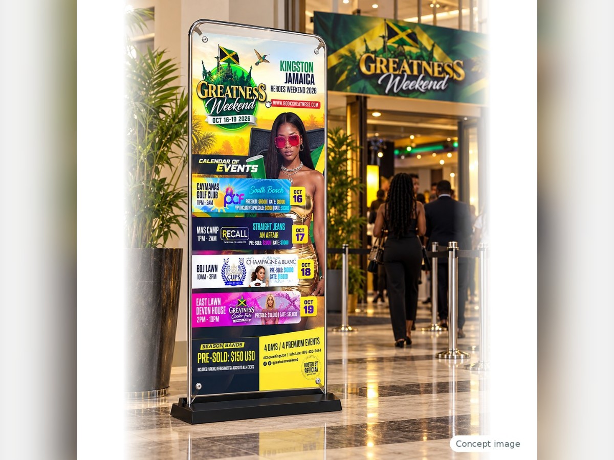 Door-shape banner at an event entrance