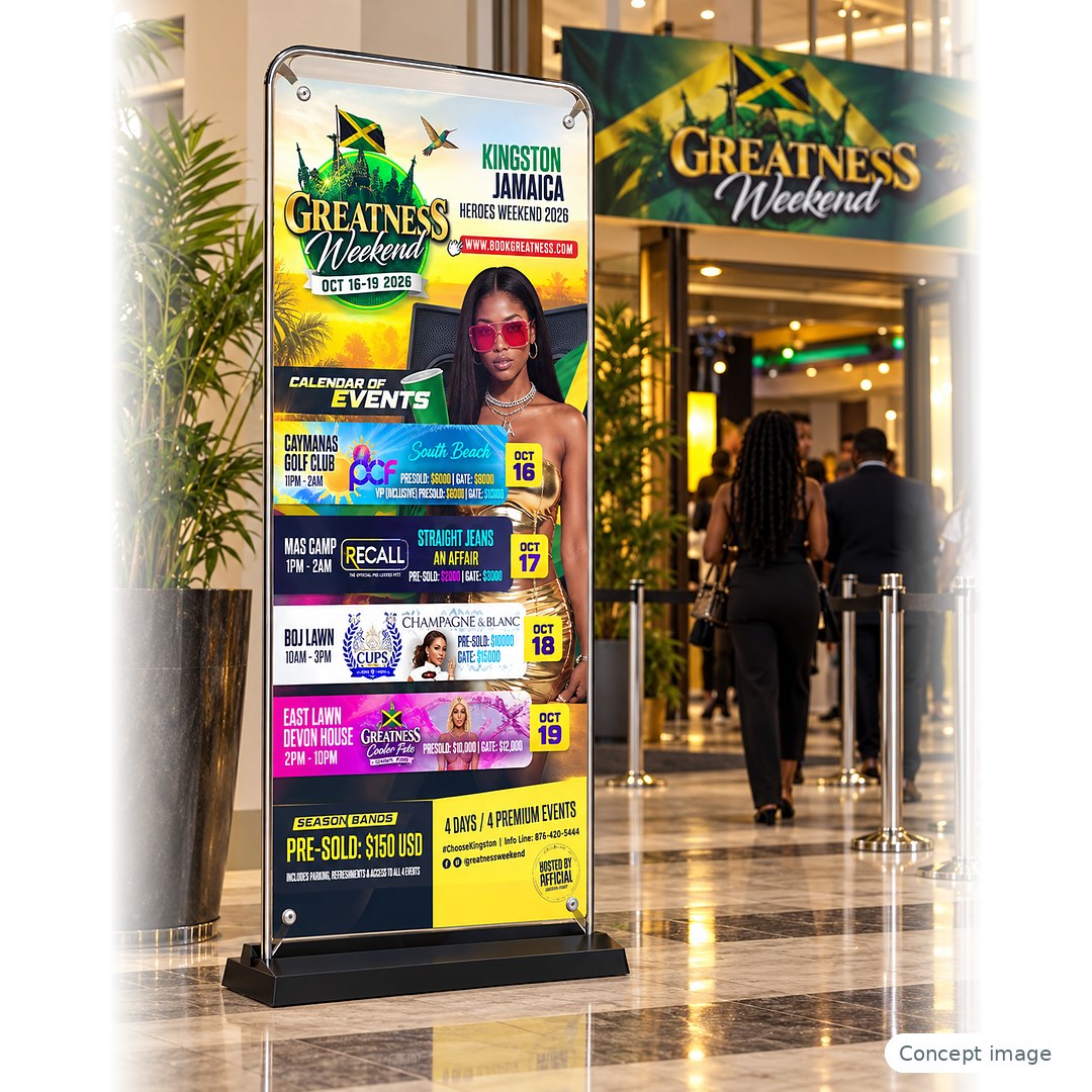 Door-shape banner at an event entrance