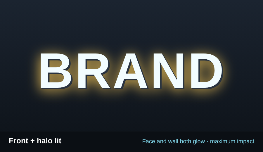 Letters with glowing faces and a halo behind