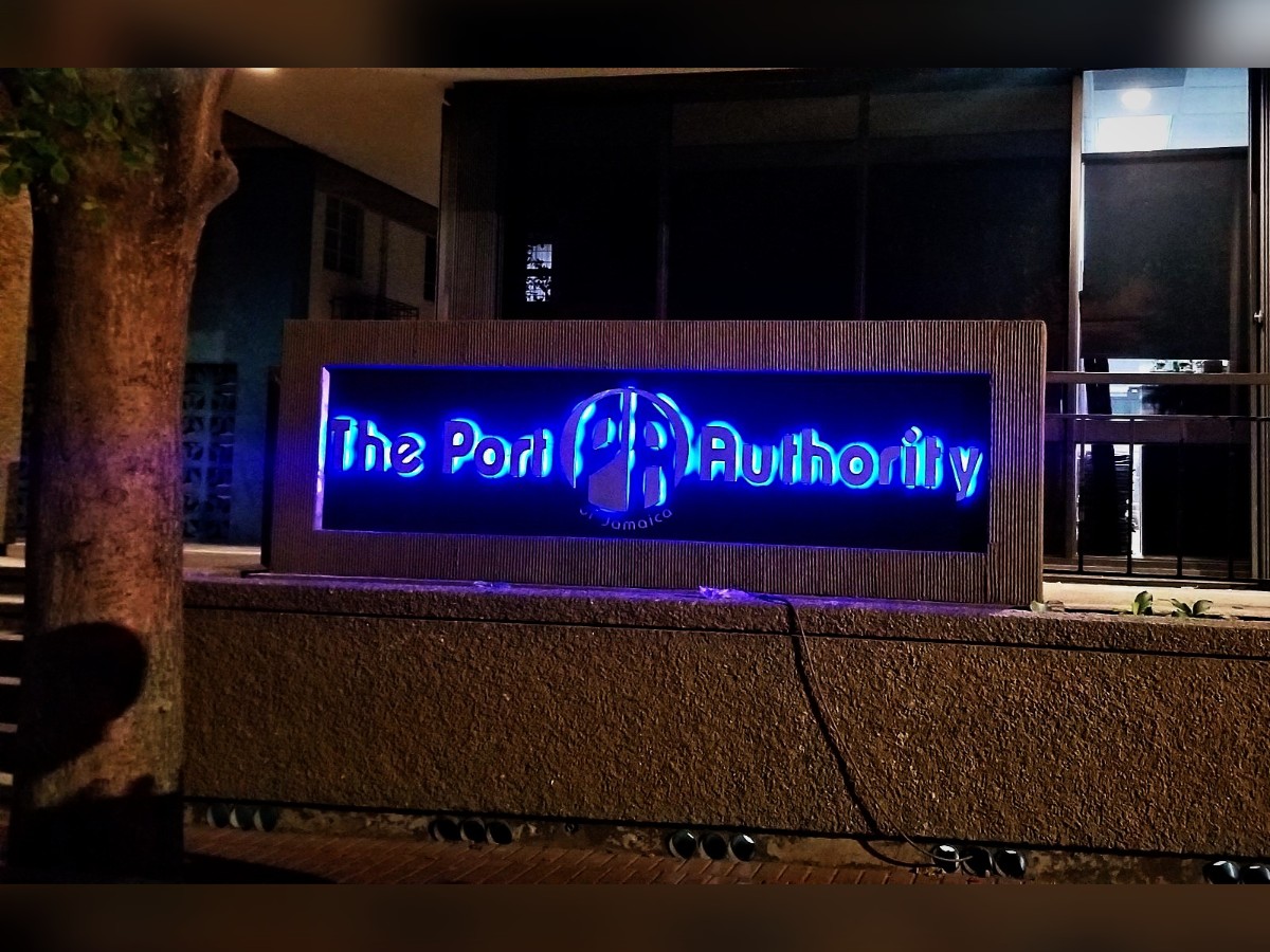 Lit monument sign · The Port Authority