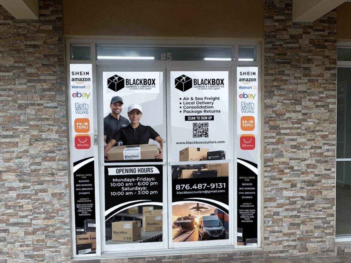 Storefront window graphics · Blackbox Couriers