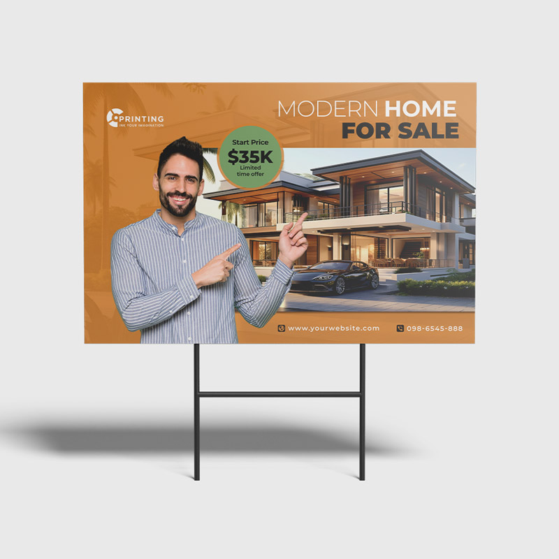 Full color yard sign with H-stake