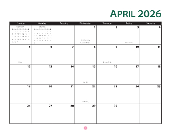 Wall Calendar 2026 - 11x8.5