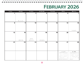 Spiral-Bound Calendar 2026 - 11x8.5
