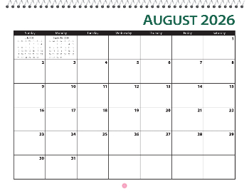 Spiral-Bound Calendar 2026 - 11x8.5