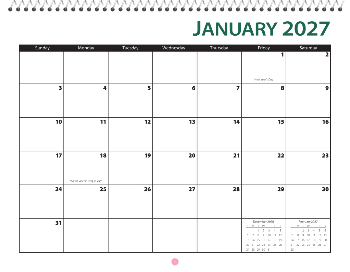 Spiral-Bound Calendar 2026 - 11x8.5