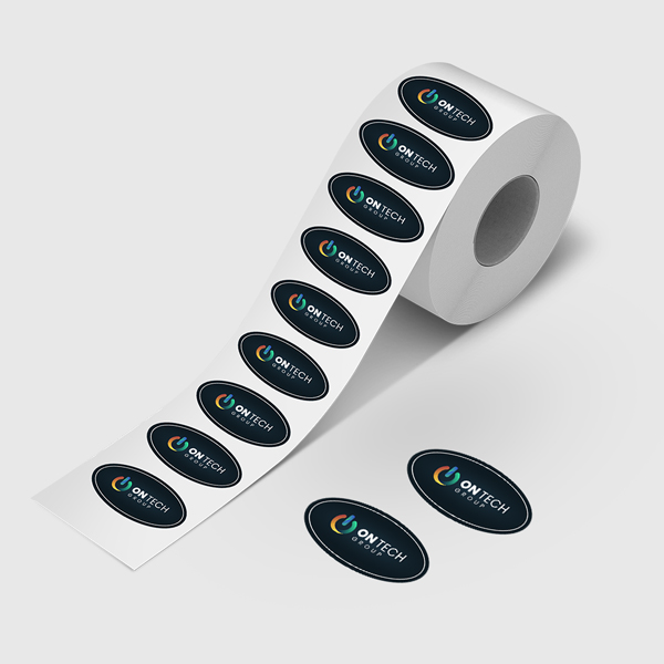 Oval roll labels for product packaging