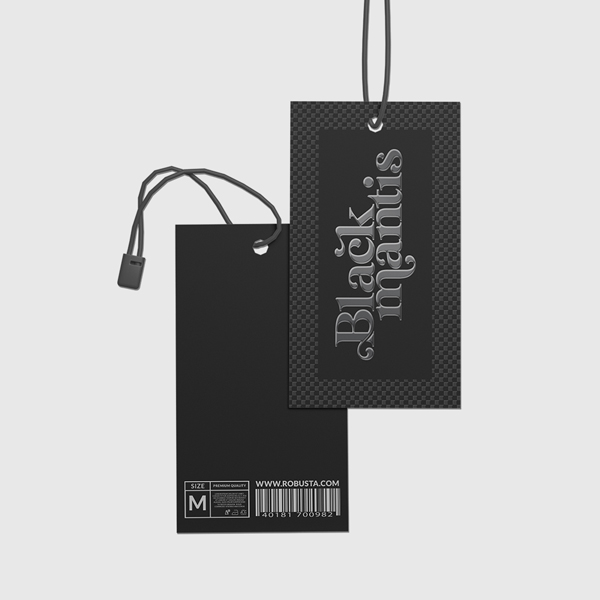 Custom raised spot UV hang tags with premium glossy raised finish