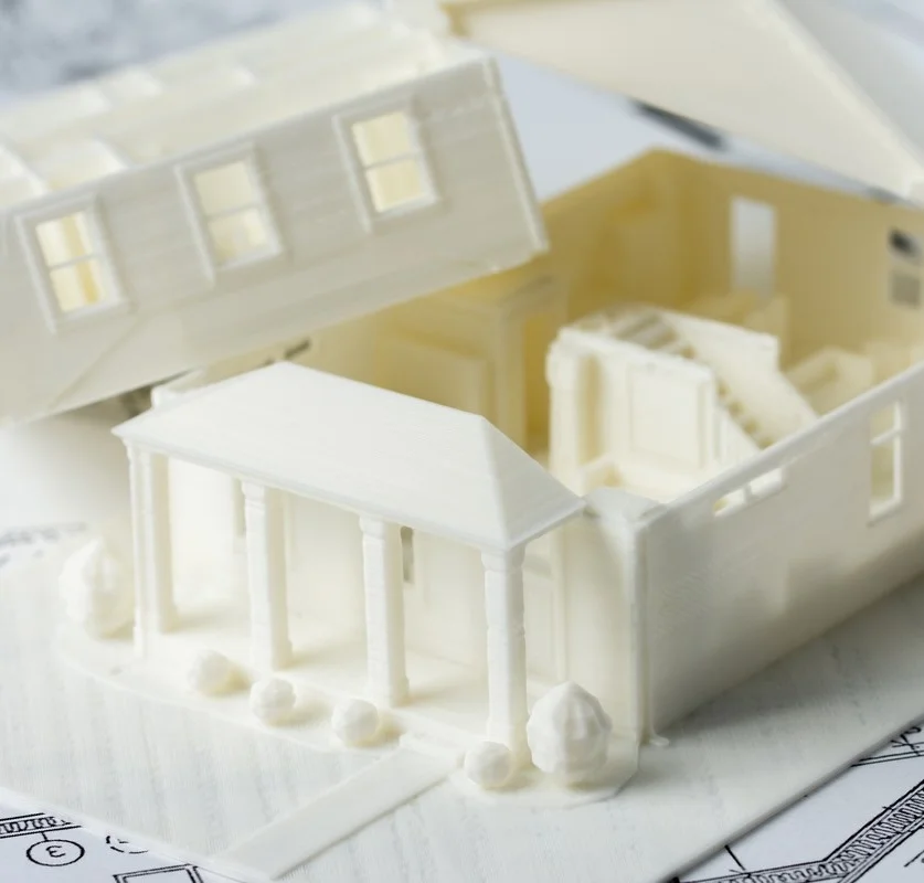 White PLA 3d printed house model