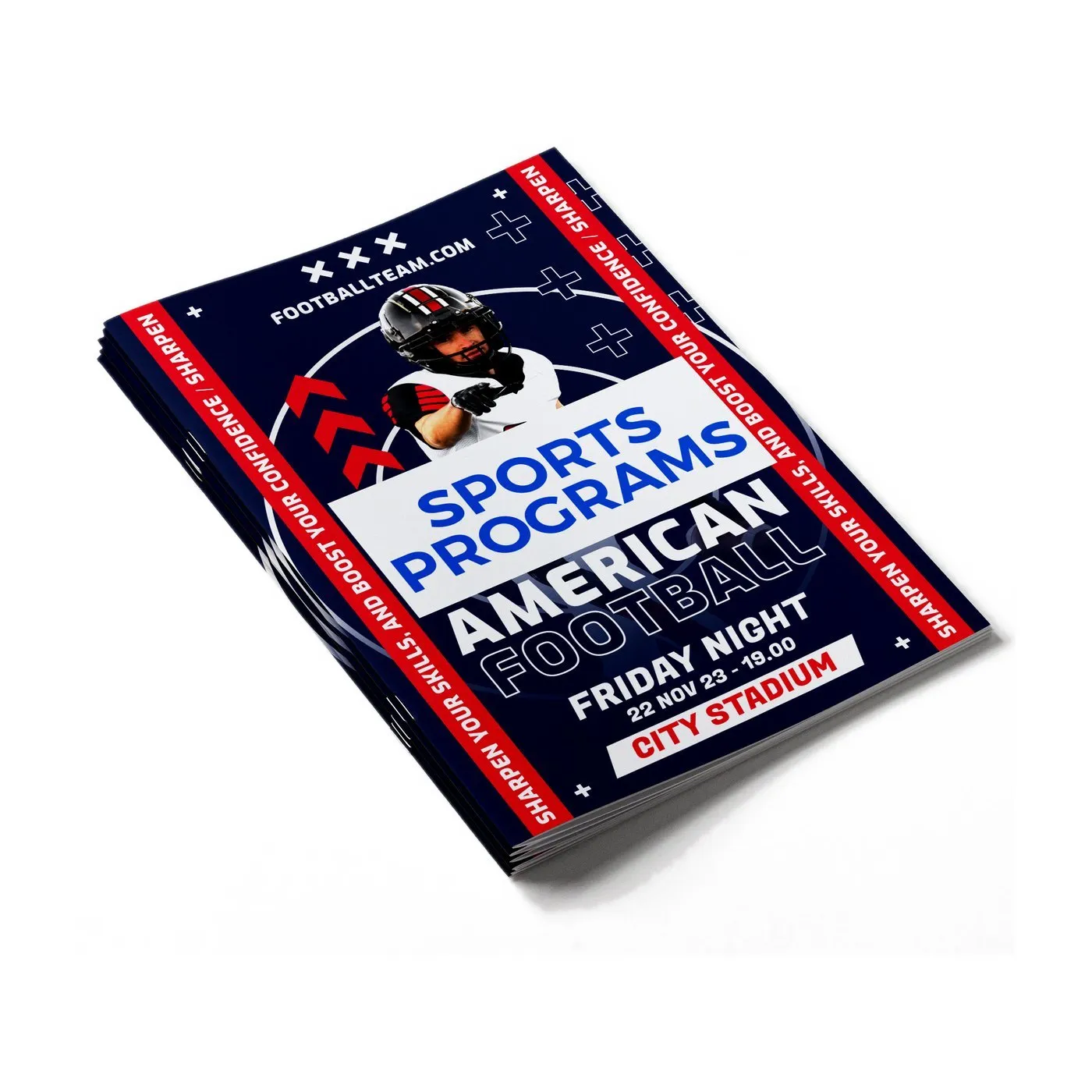 Printed sports program booklet for a football game