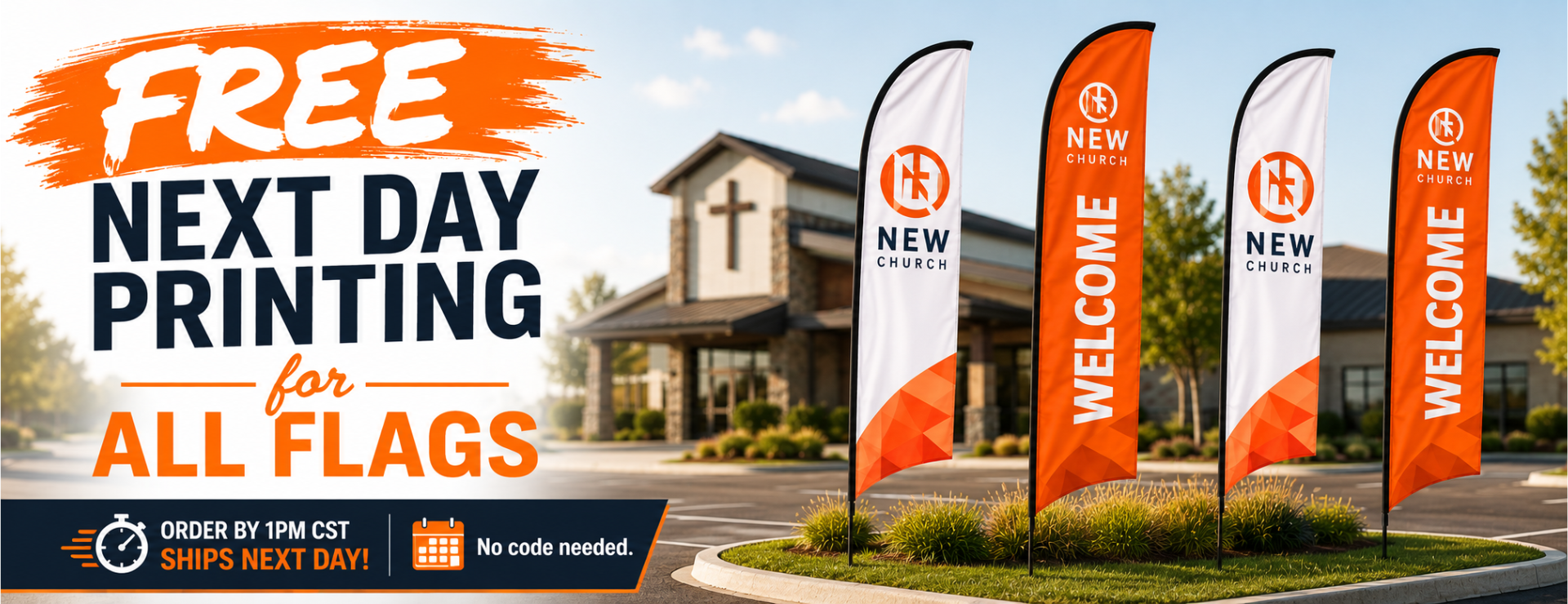 Free Next Day Printing - Flags