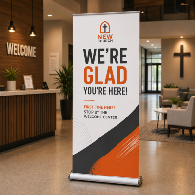 24" Double Sided Retractable Banner Stands