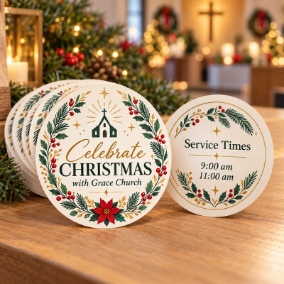 Christmas Round Invite Cards (14PT)
