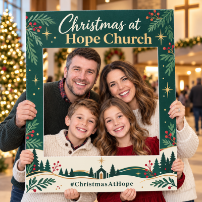 https://d2tl9ctlpnidkn.cloudfront.net/printsush/images/product/Family_holding_a_custom_Christmas_at_Hope_Church_selfie_frame_in_a_decorated_church_lobby_.png