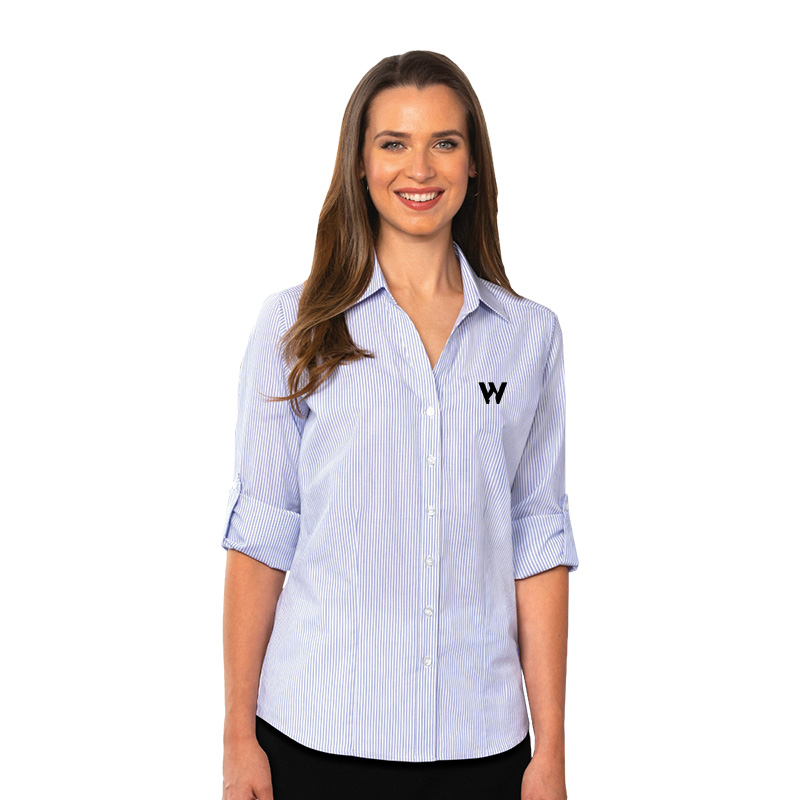 Ladies' Untucked Striped Poplin Shirt