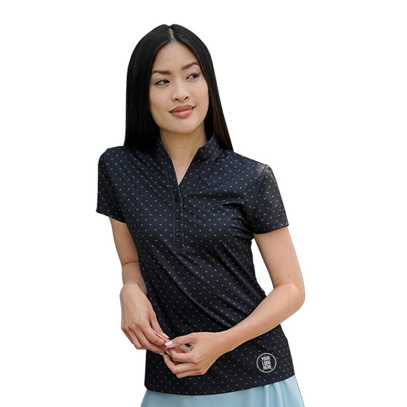 Women's Greg Norman Micro Pique Spinner Print Polo