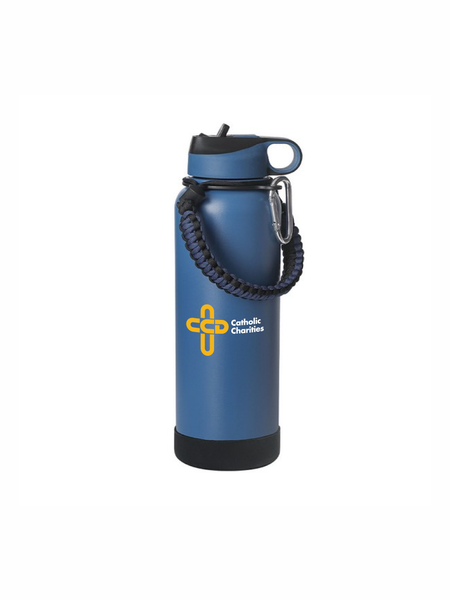 40 oz. Stainless Steel Vacuum Insulated Thermos Bottle w/ Lid, Handle, & Built-in Straw