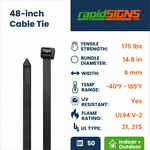 48-inch UV Resistant 175lb Black ZipTie 4