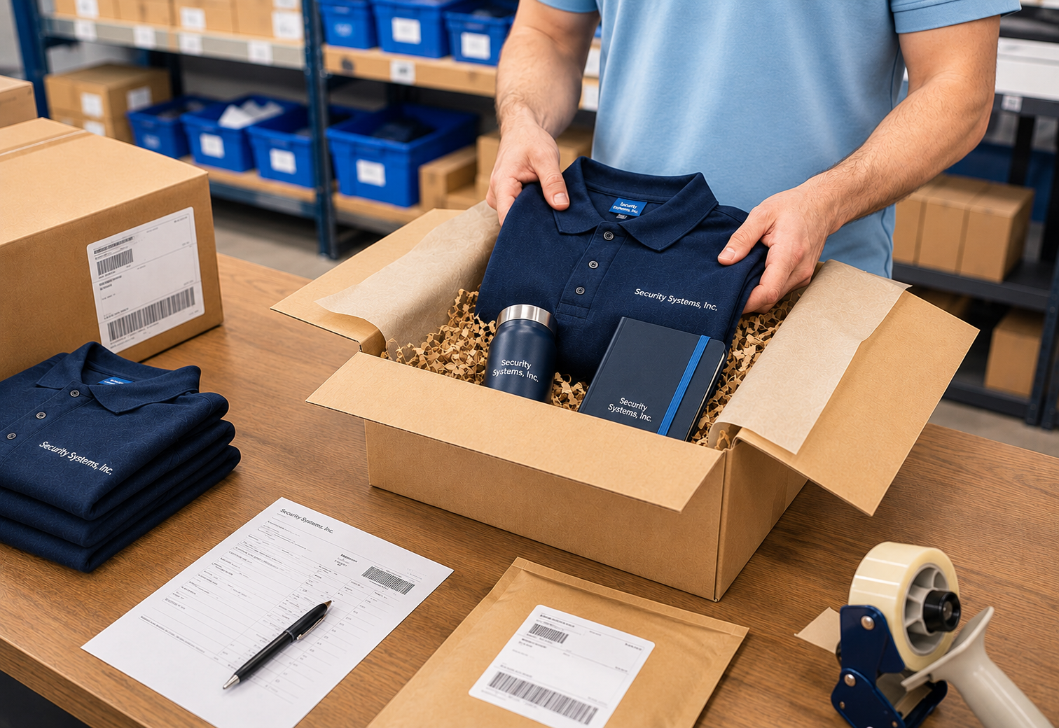 Worker preparing an individual order for direct shipment
