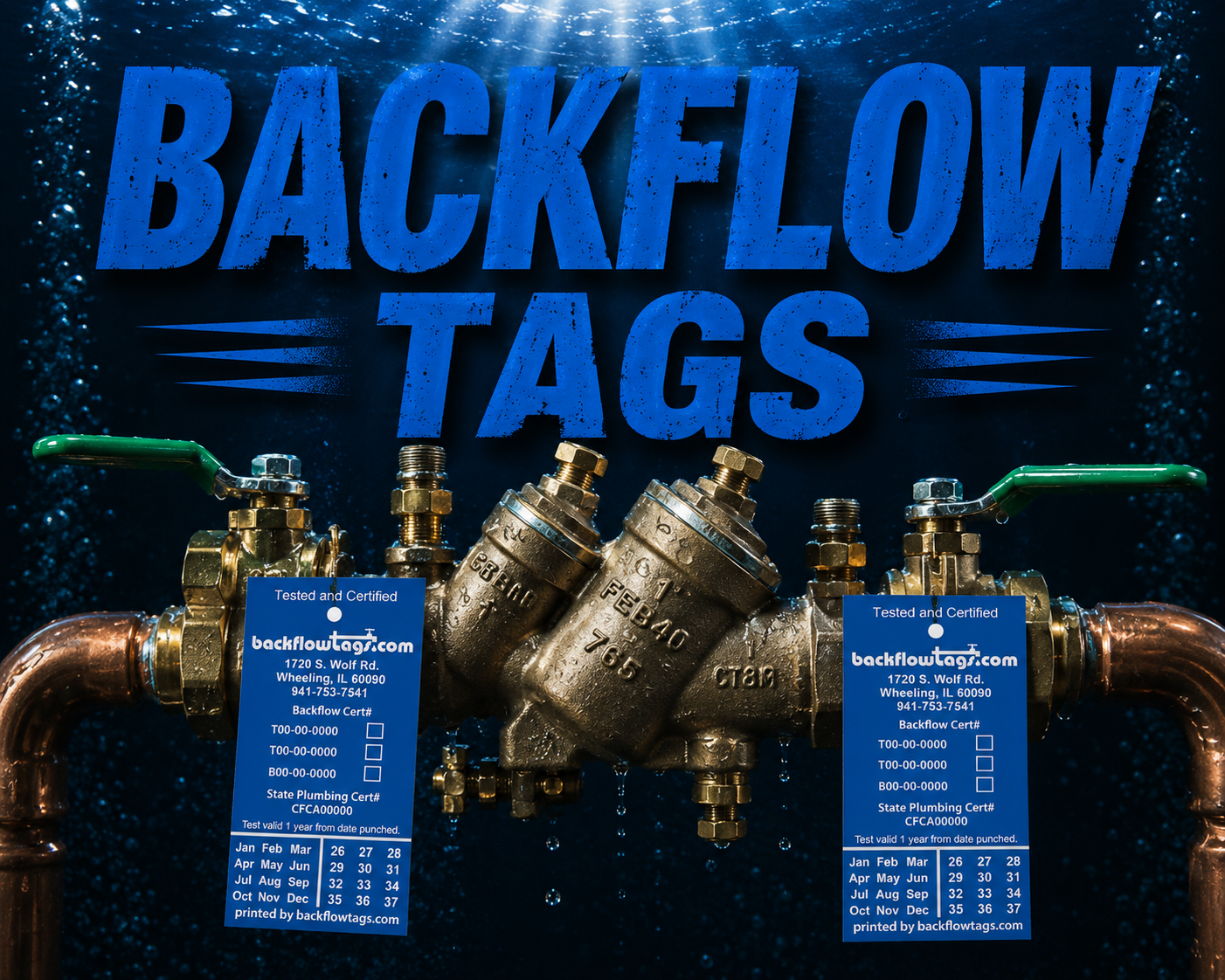 Backflow Tags - Color Printing sample