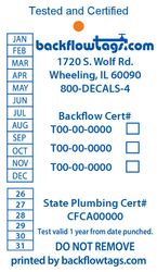 Backflow Tags 1 sided Style A