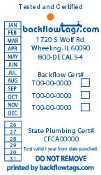 Backflow Tags 2 sided Style A