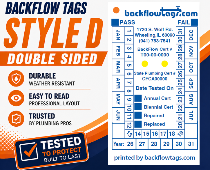 Backflow Tags Double Sided Style D