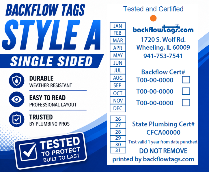 Backflow Tags One Sided Style A