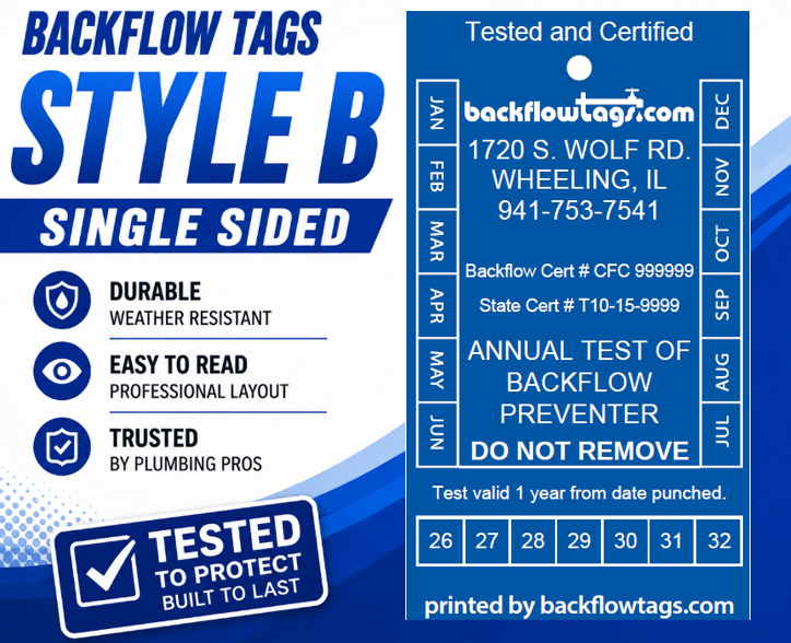 Backflow Tags One Sided Style B