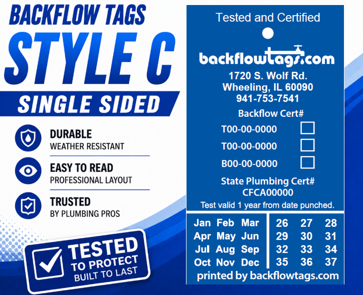 Backflow Tags One Sided Style C