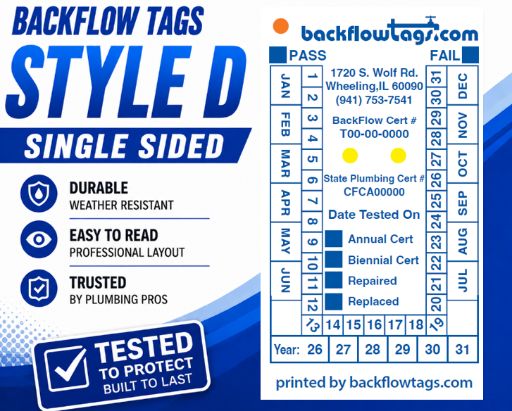 Backflow Tags One Sided Style D