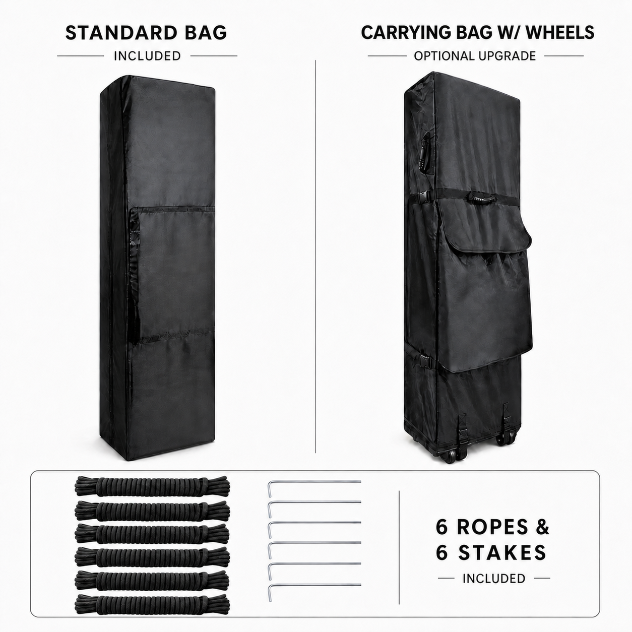 carry bag and ropes and stakes