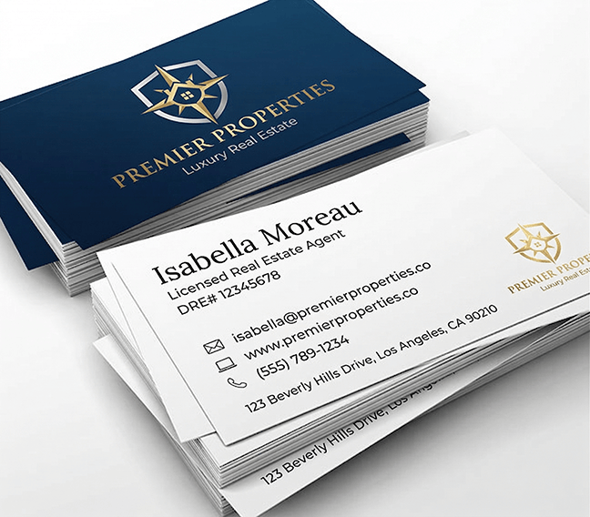 Premium business card printing for real estate agents — 16pt stock, matte and specialty finishes | TheFlyerLab