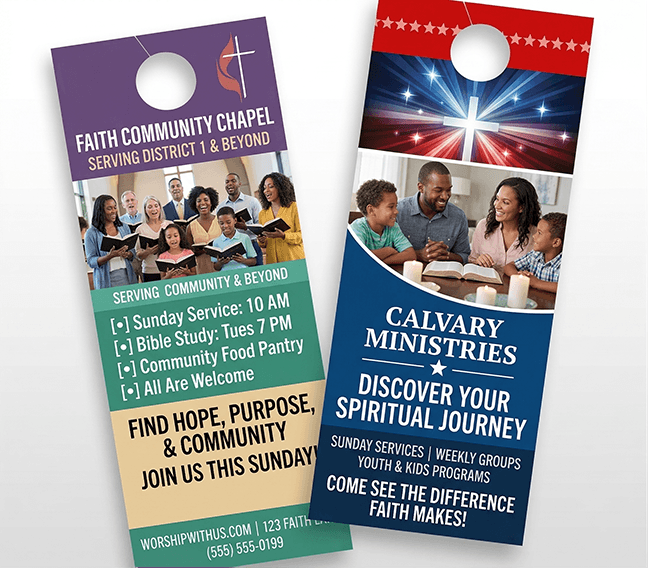 Door hanger printing for church outreach | TheFlyerLab