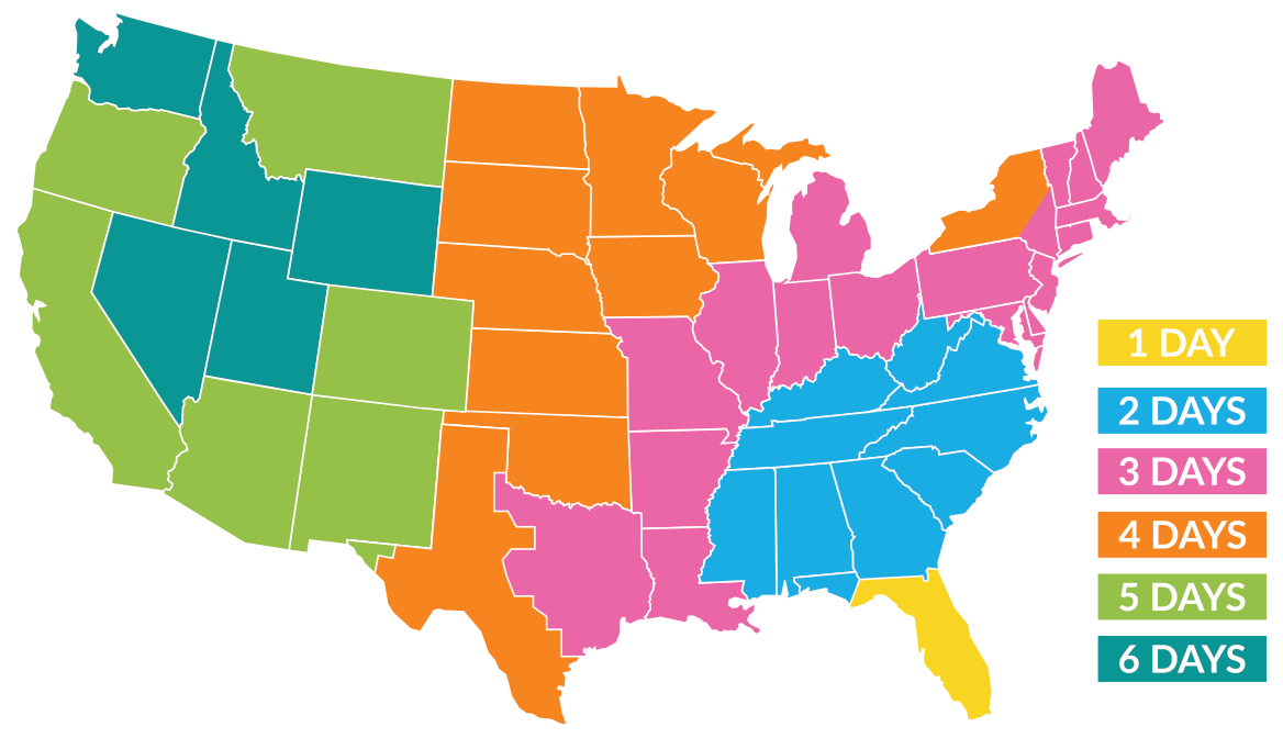 UPS Transit Time Map