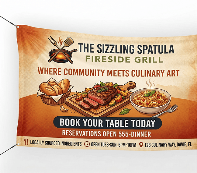 Outdoor vinyl banner printing for restaurant storefronts and daily specials | TheFlyerLab