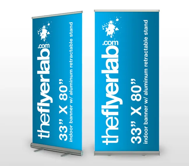 Retractable and X-style banner stand printing for trade shows and events | TheFlyerLab