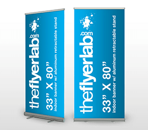 Retractable banner stand printing 33X80 — portable full color trade show displays | TheFlyerLab