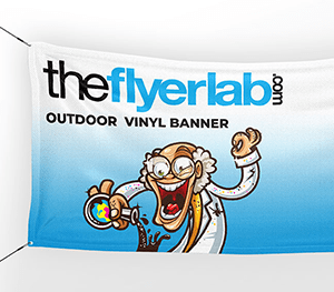 Custom outdoor vinyl banner printing — full color 13oz scrim vinyl with grommets | TheFlyerLab
