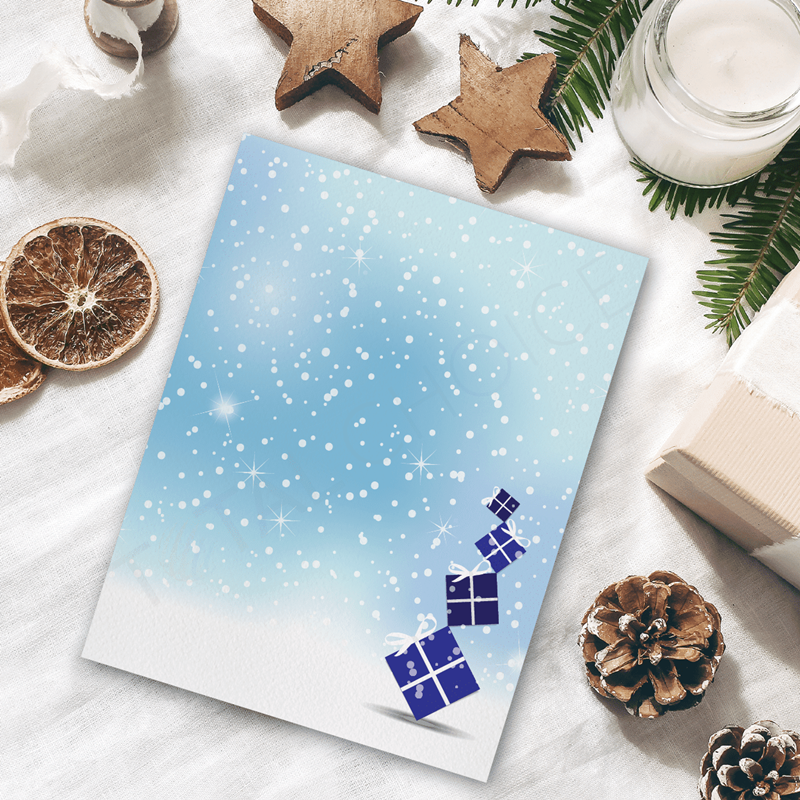 Blue Christmas Presents Christmas Letterhead