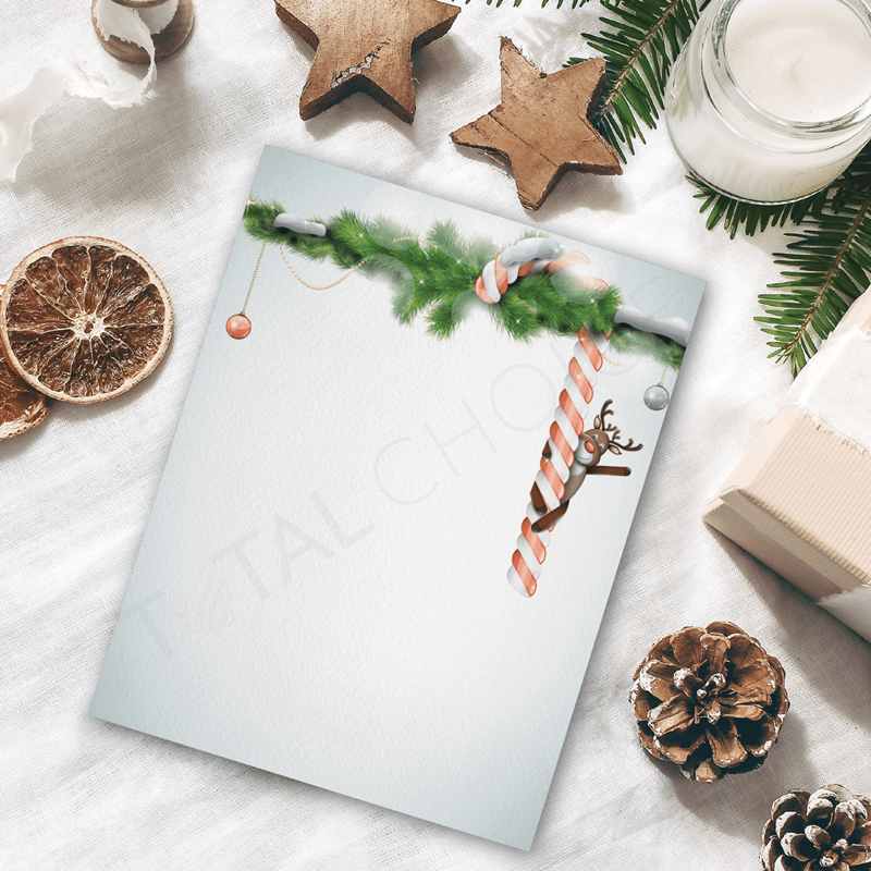 Candy Cane Deer Christmas Letterhead