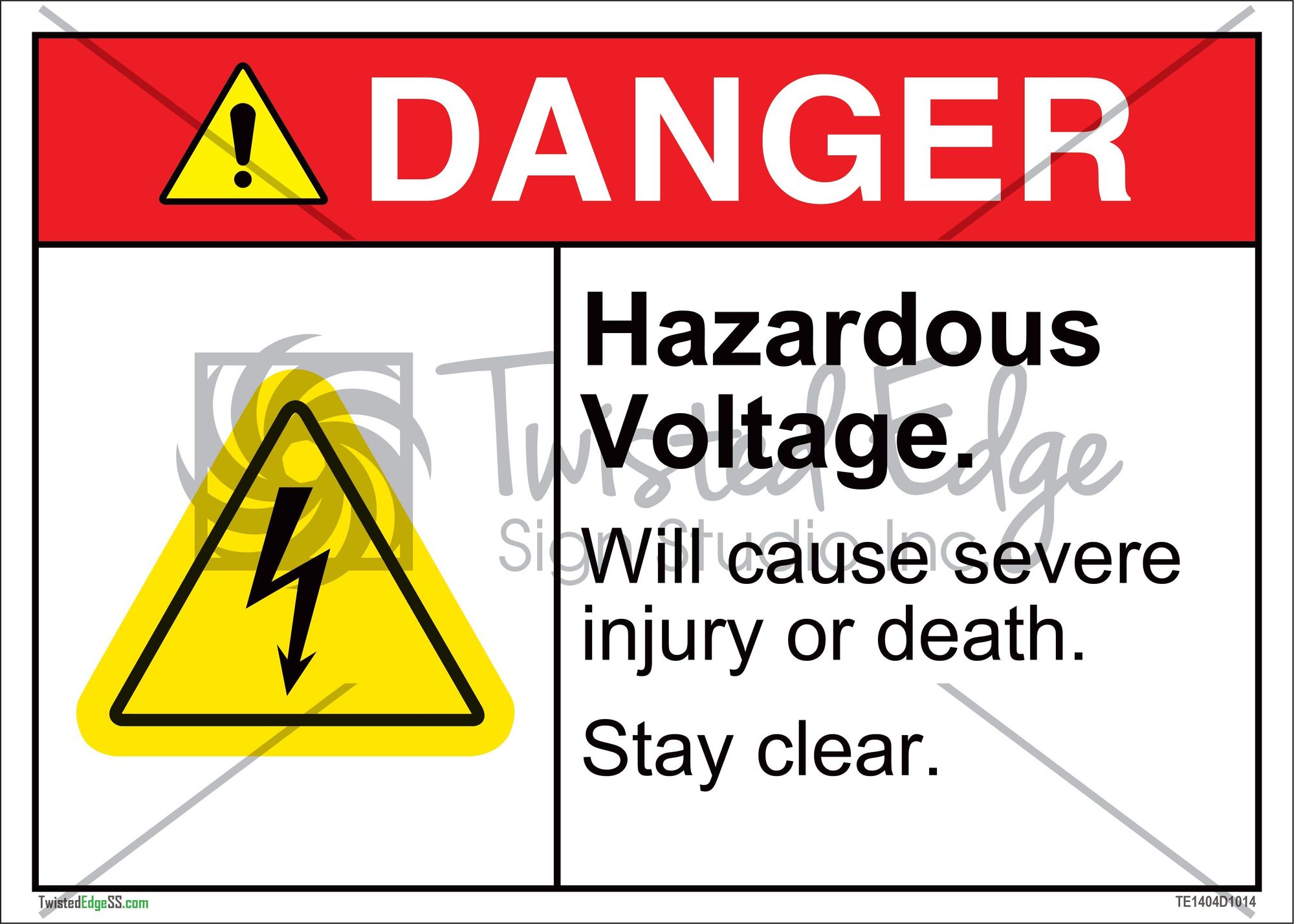 Hazardous Voltage Stay Clear Hazardous Voltage Safety Sign