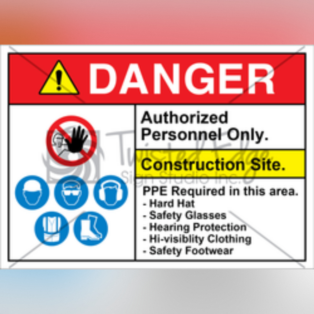 Construction Site PPE Required Hat Glasses Protection Clothing Footwear