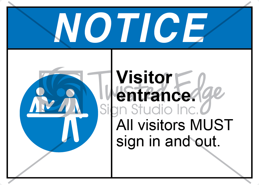 Safety Sign Notice Visitor Entrance Sign In and Out