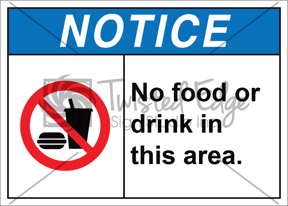 No Food or Drink Safety Sign Notice No Food or Drink