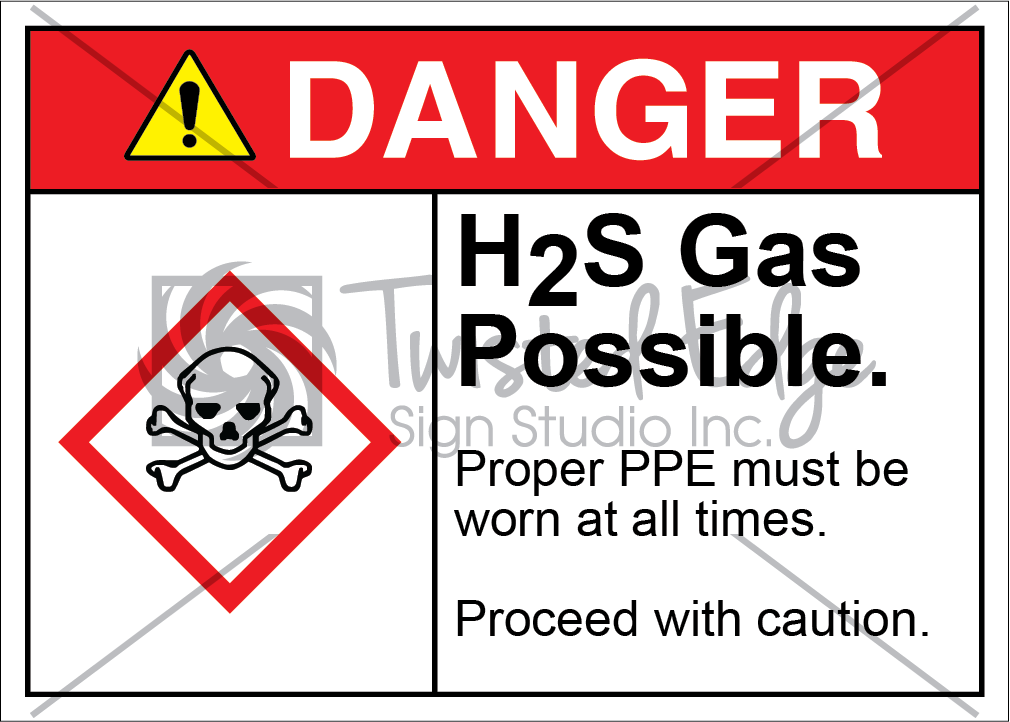 H2S Gas Possible Safety Sign Danger H2S Gas Possible