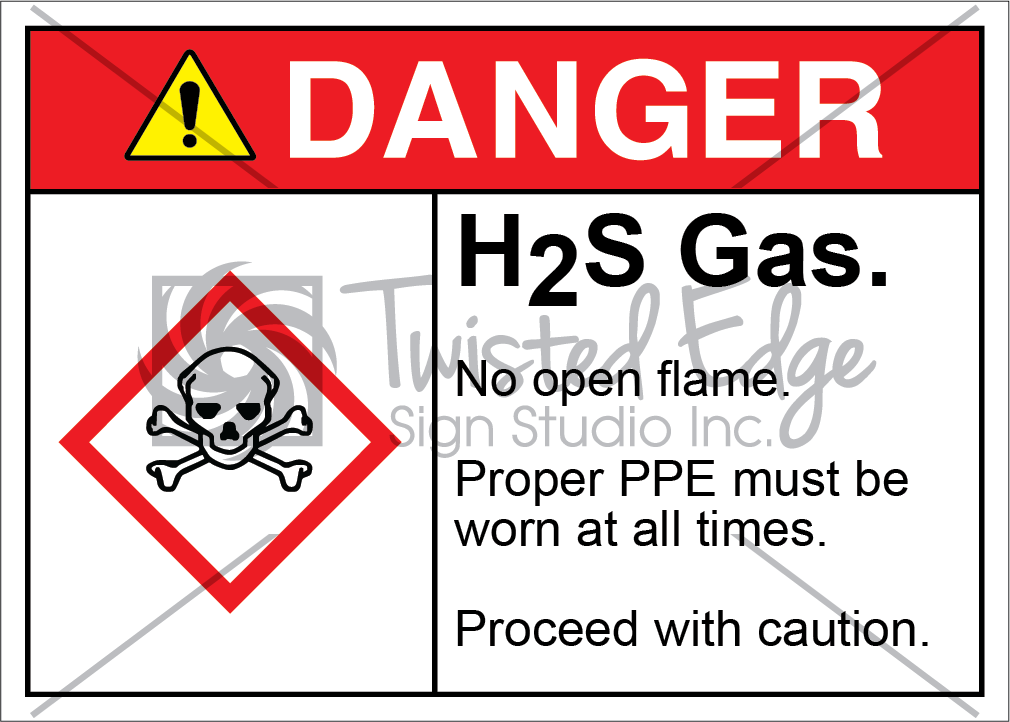 H2S Gas Safety Sign Danger H2S Gas