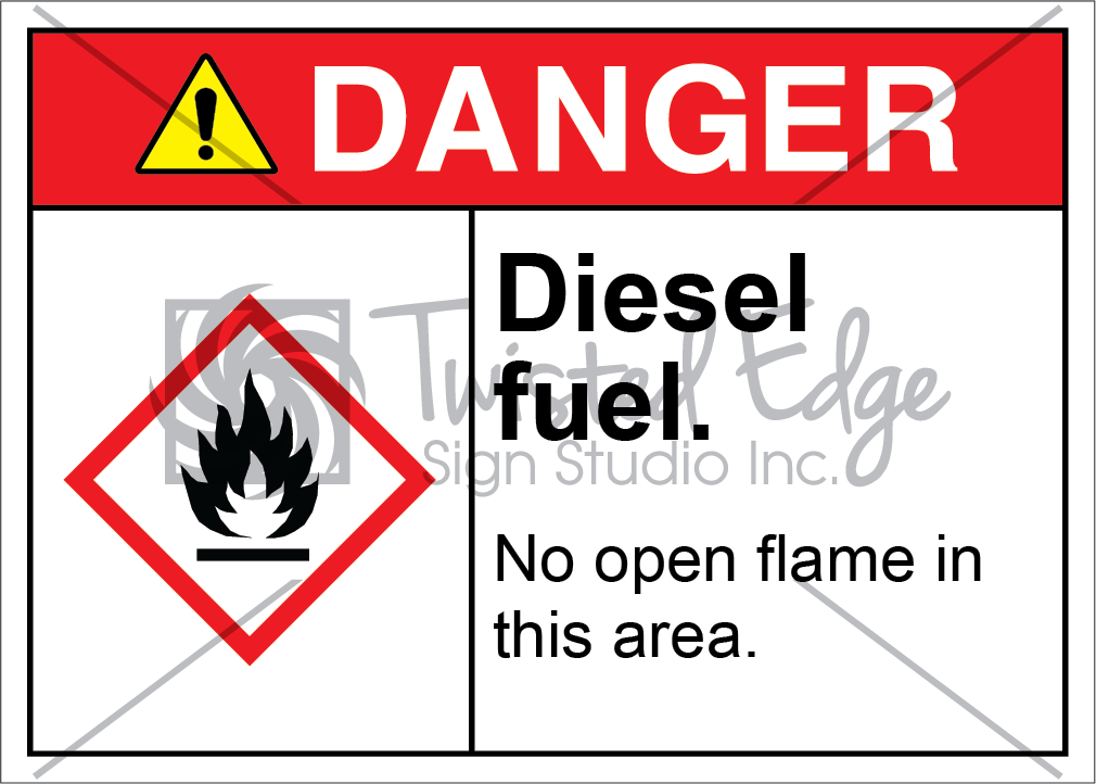 Diesel Fuel No Open Flame Safety Sign Danger Diesel Fuel No Open Flame